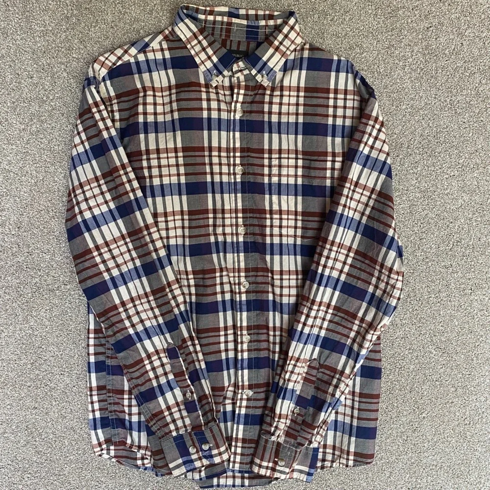 Banana Republic Button Down Shirt Mens Large Multicolor Excellent Untucked Plaid
